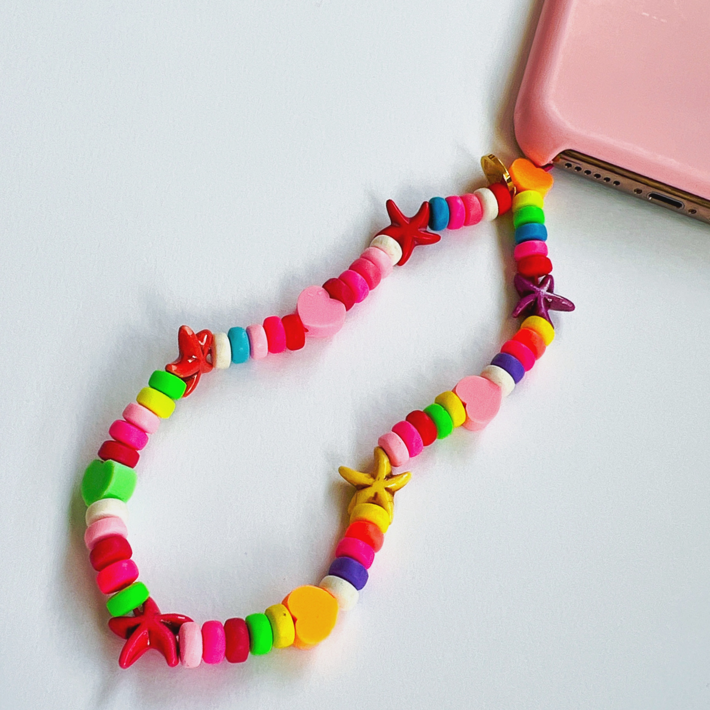 Multicolored Phone Strap with Charms