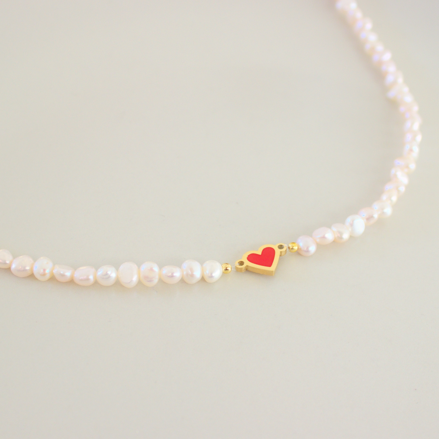 Pearl Enamel Heart Necklace