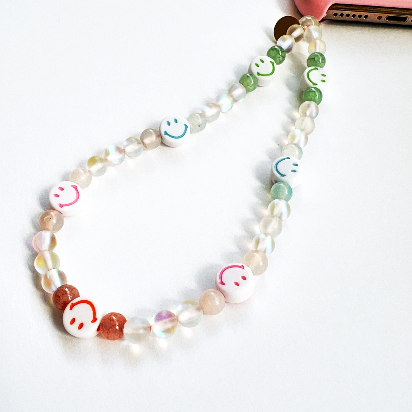 Smiley Beaded Phone Strap