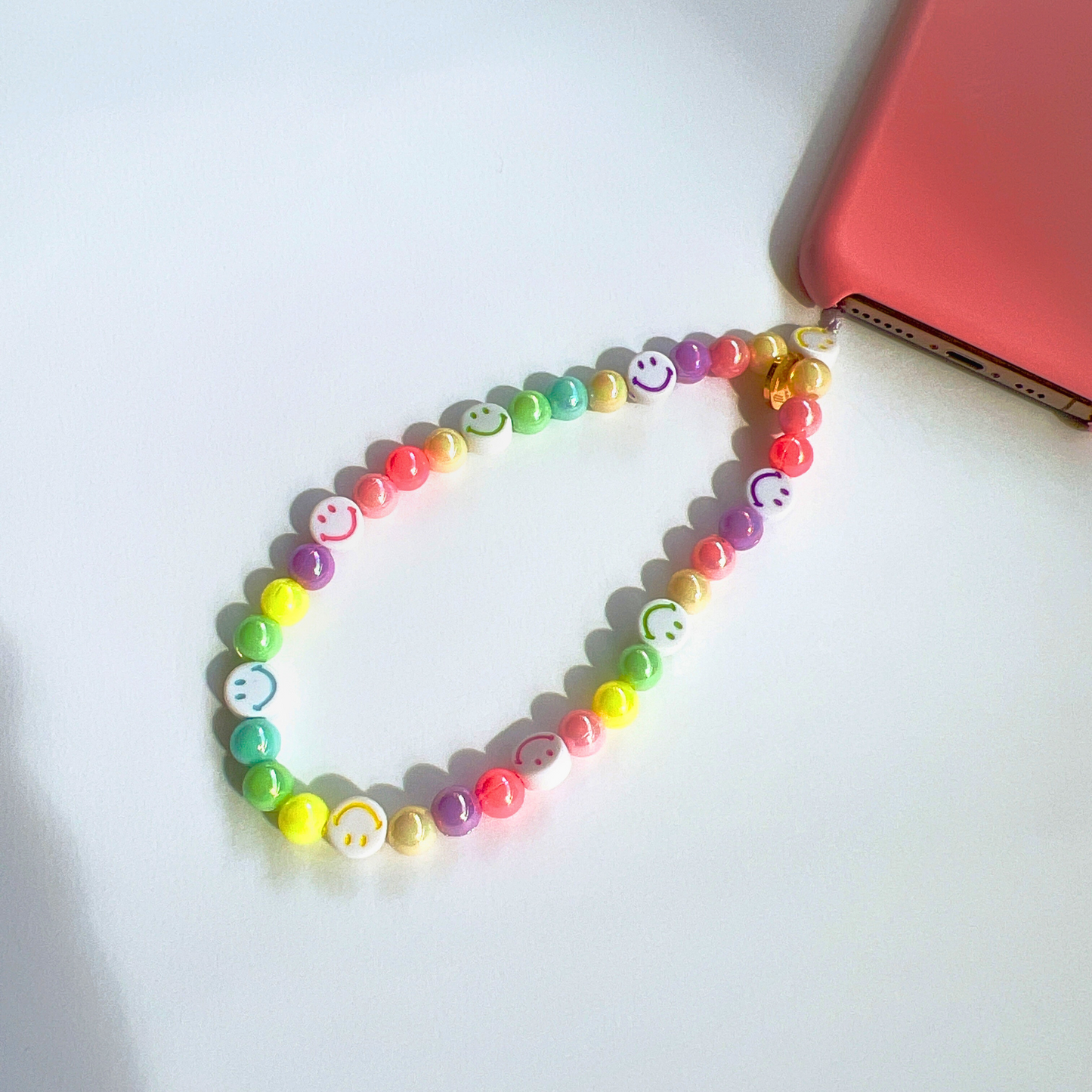 Colored Smiley Phone Strap