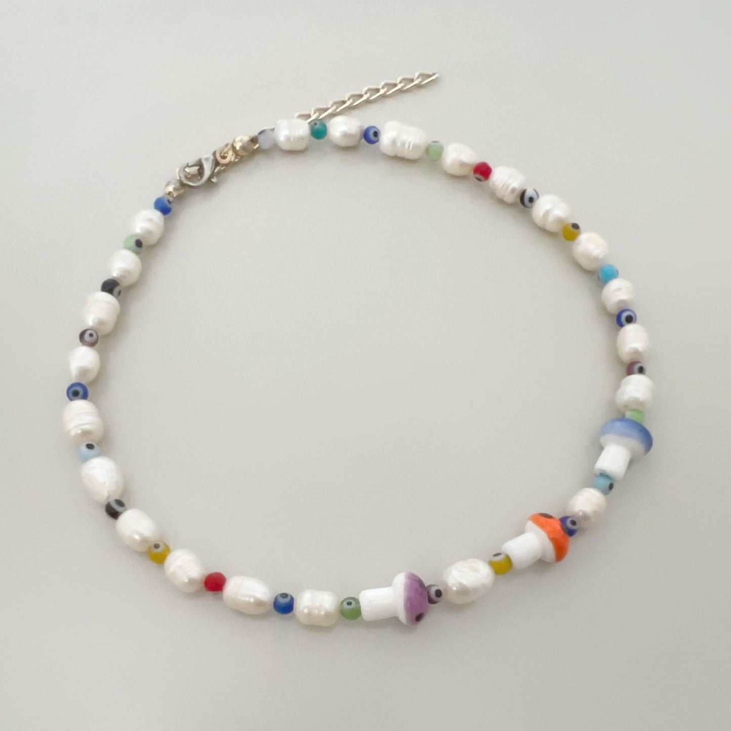Pearl Necklace with Colored Eye Beads