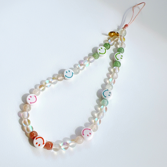 Smiley Beaded Phone Strap