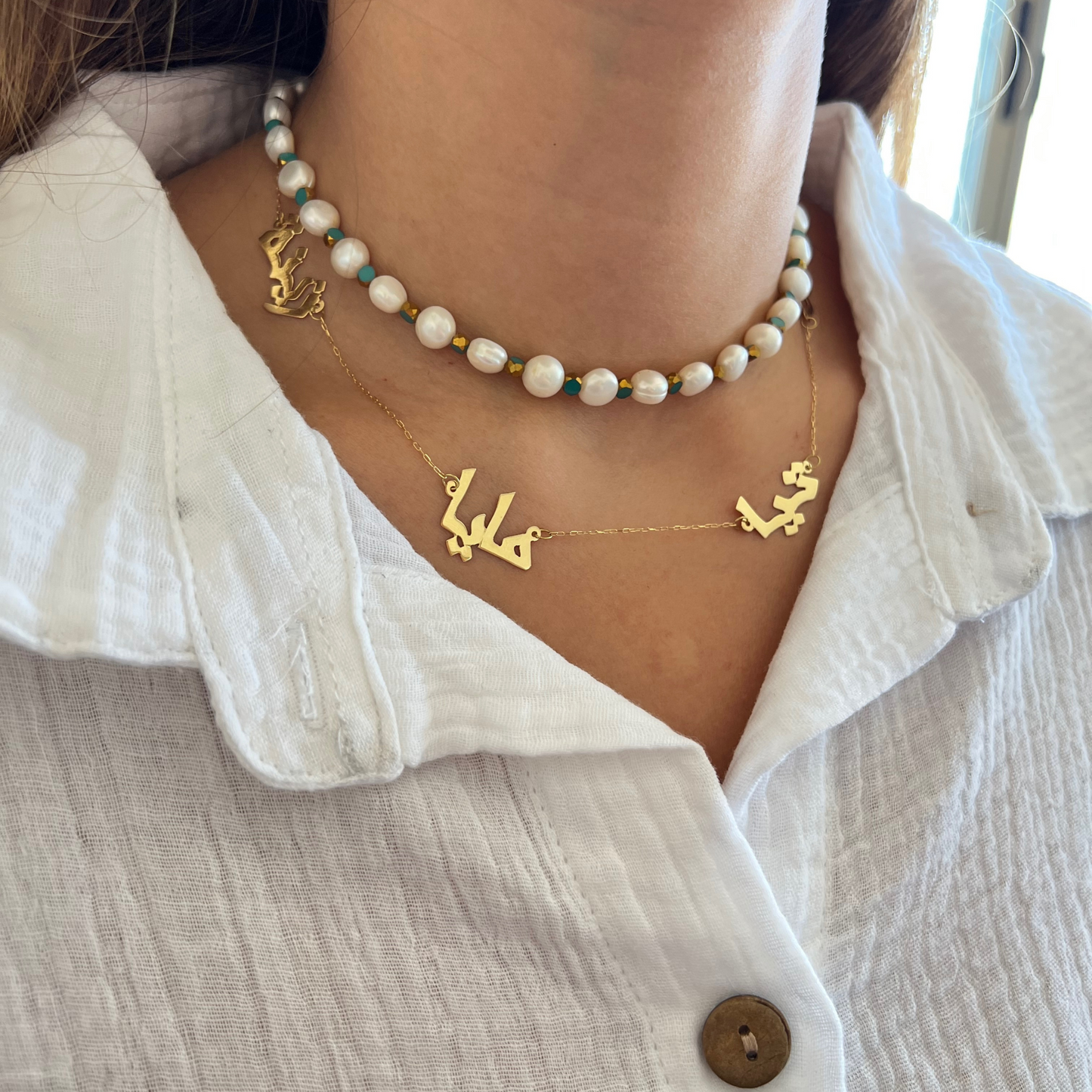 White Pearls Beaded Necklace